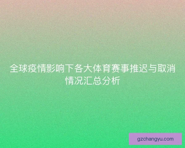 全球疫情影响下各大体育赛事推迟与取消情况汇总分析