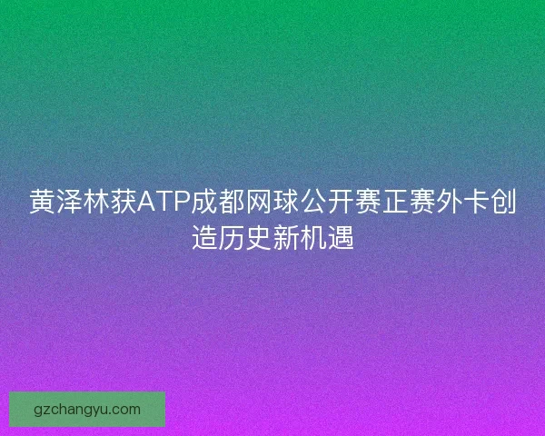 黄泽林获ATP成都网球公开赛正赛外卡创造历史新机遇